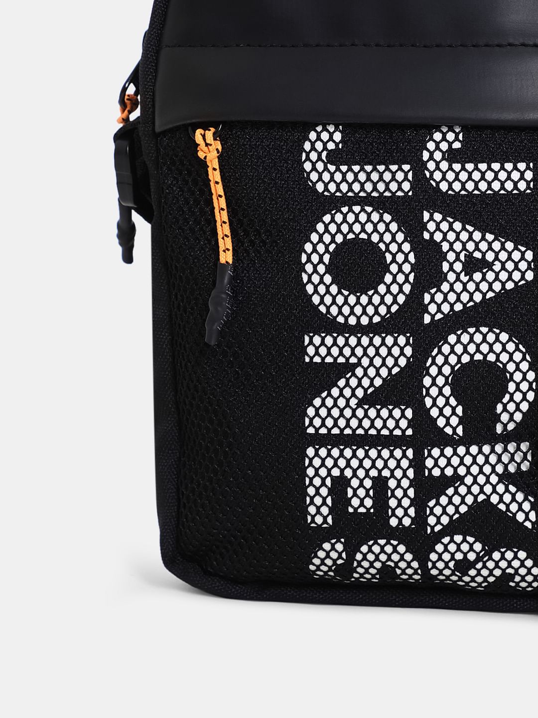 Black Mesh Detail Sling Bag