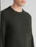 Dark Green Knit Crew Neck Sweater_407750+5