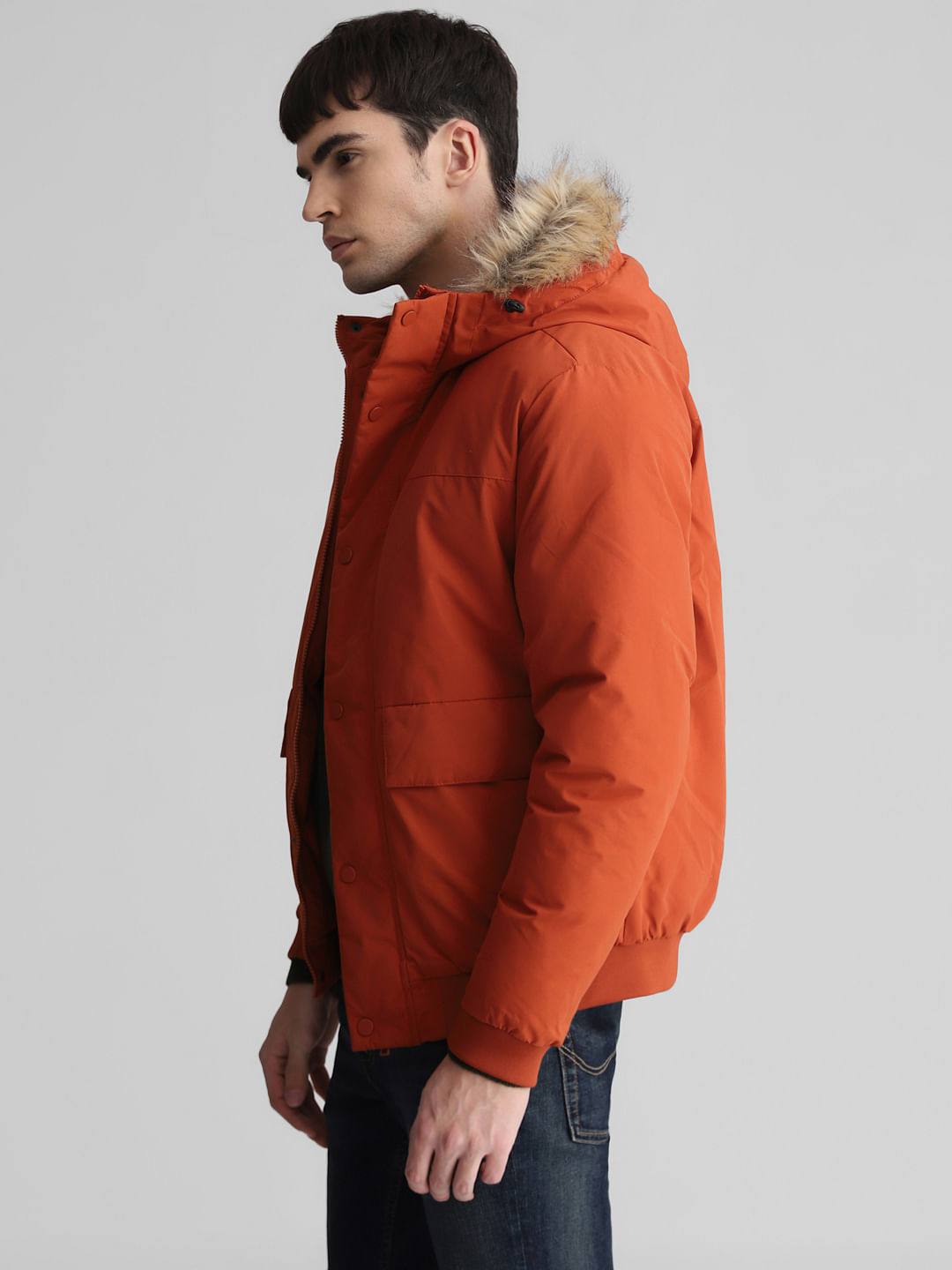 Faux fur orange jacket best sale