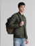 Dark Green Quilted Bomber Jacket_407755+1