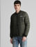 Dark Green Quilted Bomber Jacket_407755+2