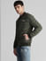 Dark Green Quilted Bomber Jacket_407755+3