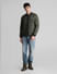 Dark Green Quilted Bomber Jacket_407755+6