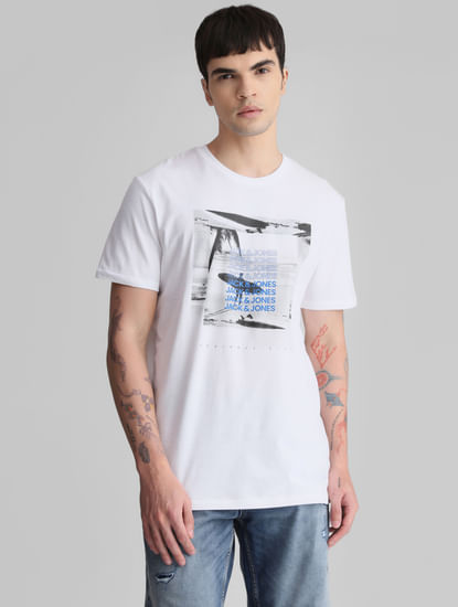 White Graphic Print Crew Neck T-shirt