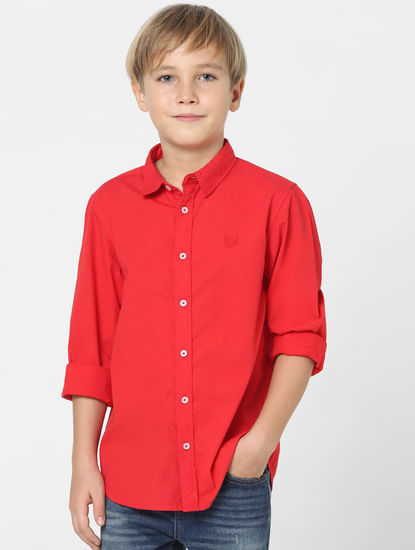 Boys Red Full Sleeves Shirt
