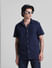 Dark Blue Cotton Short Sleeves Shirt_416008+1
