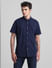 Dark Blue Cotton Short Sleeves Shirt_416008+2