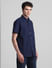 Dark Blue Cotton Short Sleeves Shirt_416008+3