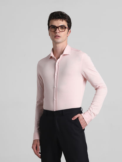 Light Pink Knitted Full Sleeves Shirt