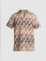 Beige Printed Short Sleeves Shirt_416019+7