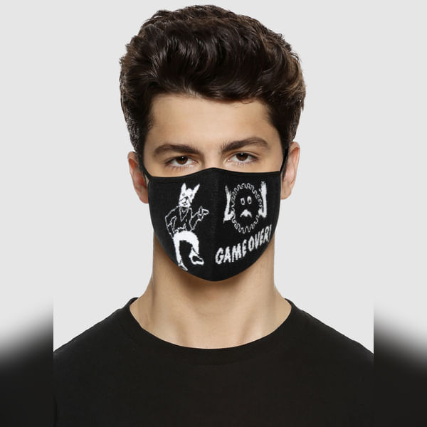 BESTSELLER CLOTHING Pack of 3 Black Graphic Print Knit 3PLY Mask