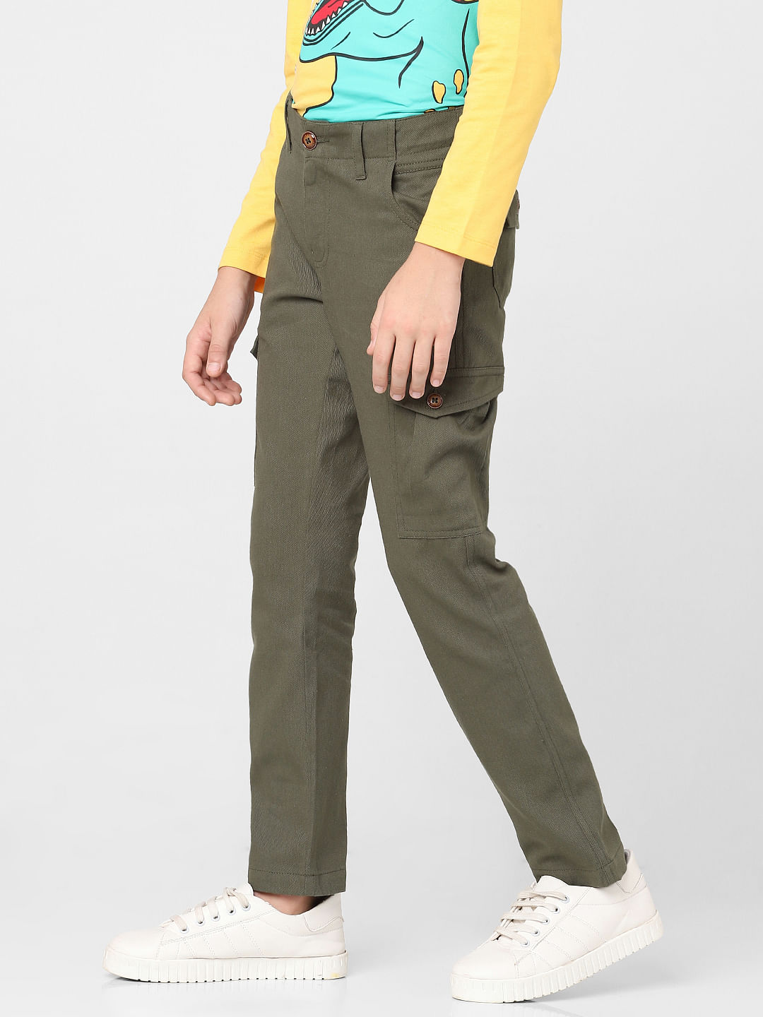 Buy AD  AV Boys Green Solid Cotton Single Cargo Pants Online at Best  Prices in India  JioMart