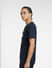 Navy Blue Printed Crew Neck T-shirt_405329+3