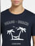 Navy Blue Printed Crew Neck T-shirt_405329+5
