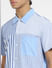 Blue Striped Short Sleeves Shirt_405333+5