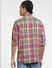 Pink Check Print Linen Shirt_405339+4