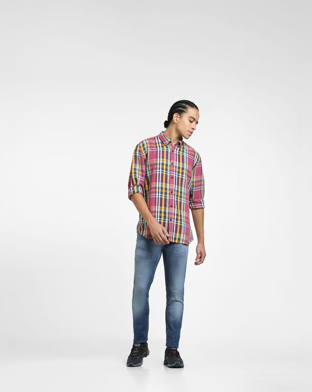Check styling ideas for「Cotton Checked Short-Sleeve Shirt、Linen Blend Skort」