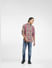 Pink Check Print Linen Shirt_405339+6