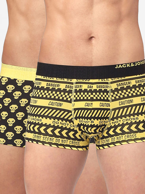 Black & Yellow Printed Trunks - Pack of 2