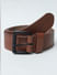 Brown Textured Logo Leather Belt_398158+2