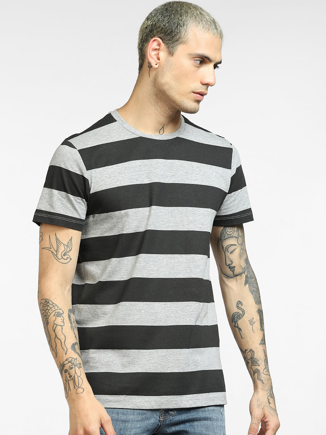 Striped crew outlet neck