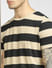 Beige Striped Crew Neck T-shirt_398227+5