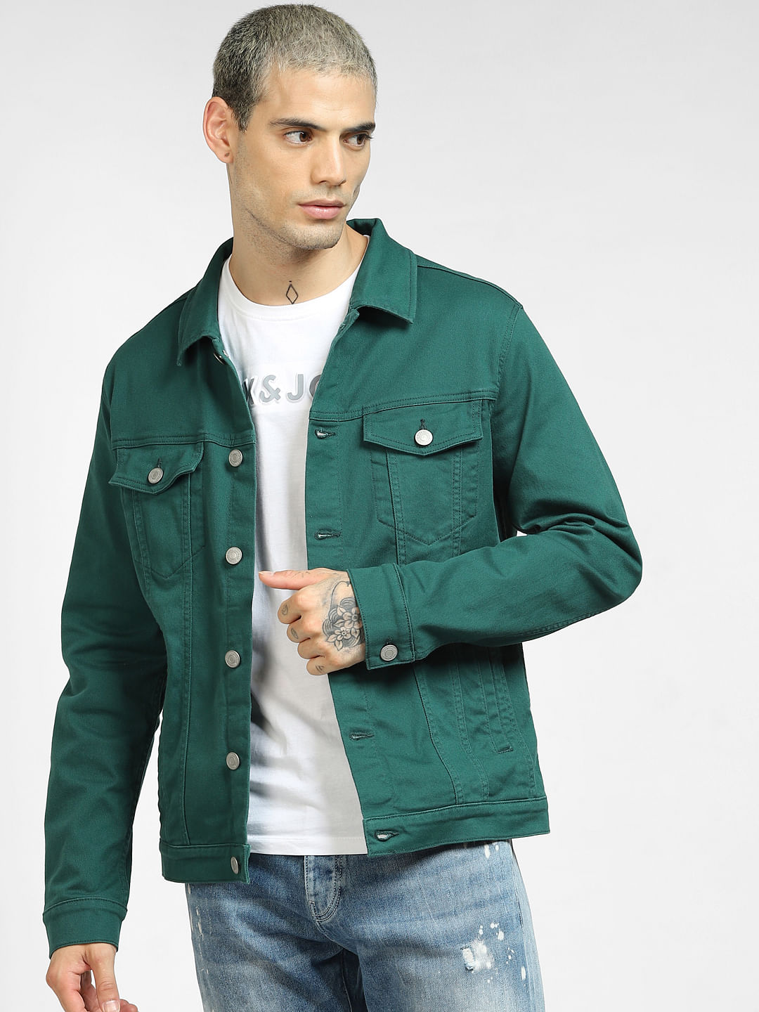 denim jacket green men