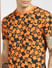 Orange All Over Print Crew Neck T-shirt_398229+5