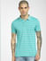 Green Striped Polo Neck T-shirt_398251+2