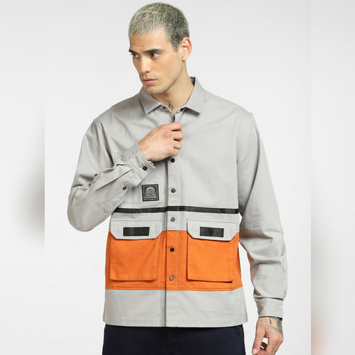 JACK&JONES Grey Cut & Sew Oversized Shirt