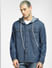 Blue Striped Oversized Hooded Shirt_398213+2