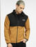 Brown Colourblocked Fleece Jacket_398203+2