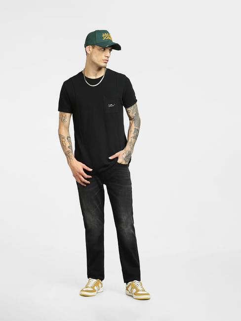 Black Low Rise Tim Slim Jeans