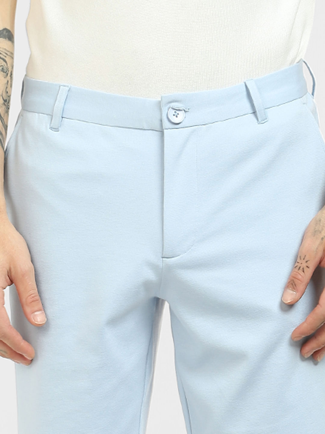 Light Blue Trousers - Straight Leg Trousers - High Rise Pants - Lulus