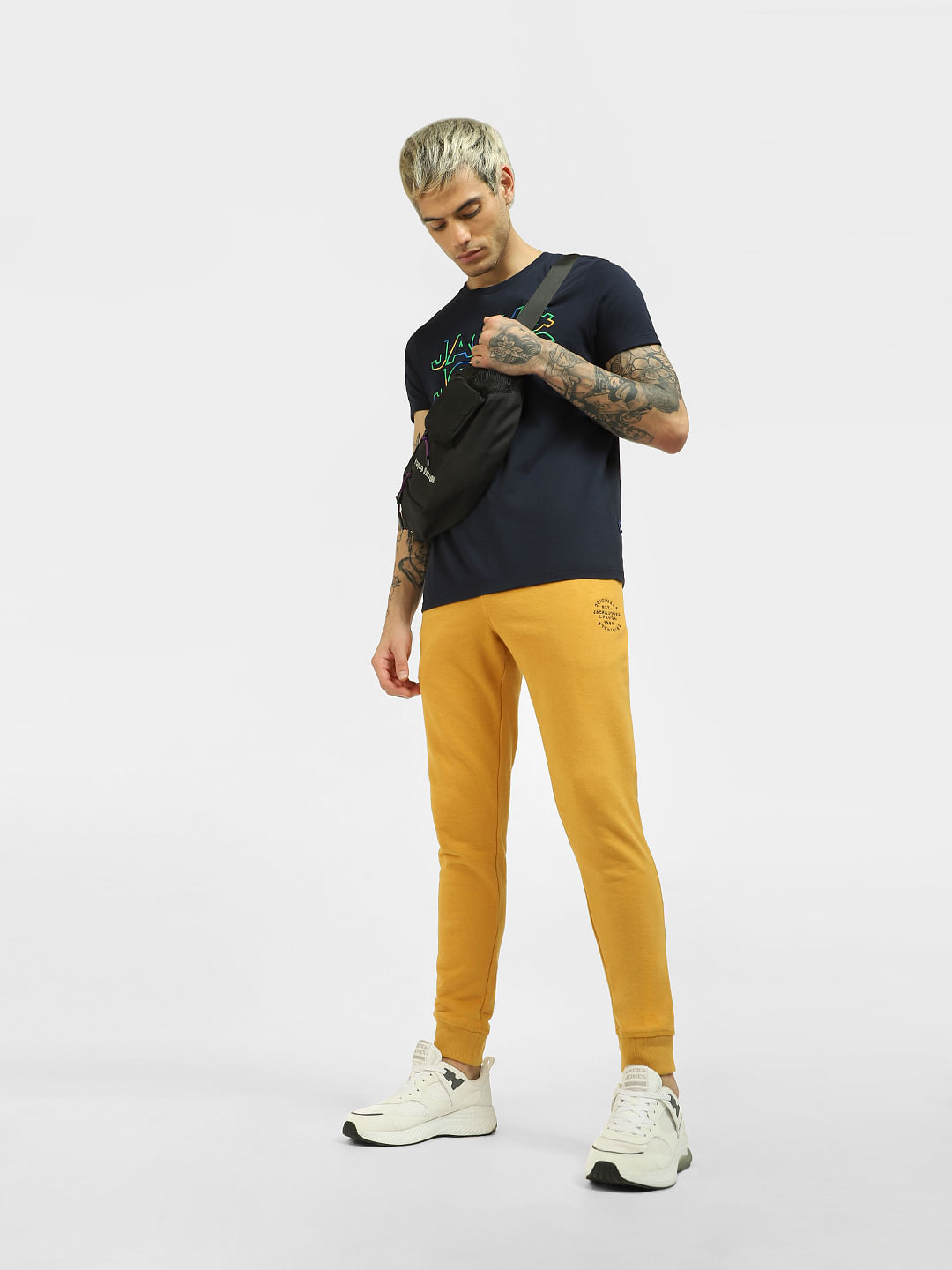 Yellow deals joggers mens