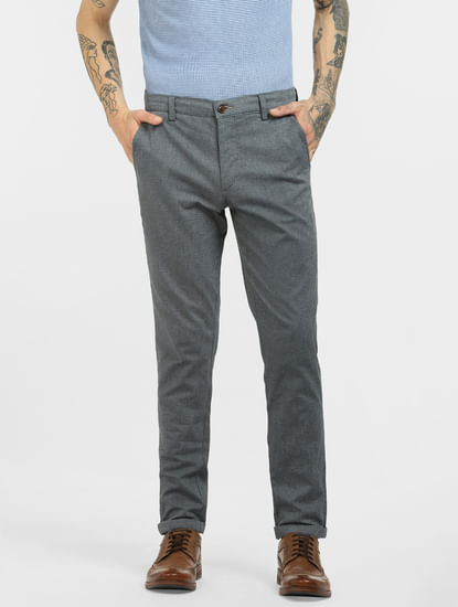 Blue Mid Rise Tapered Pants
