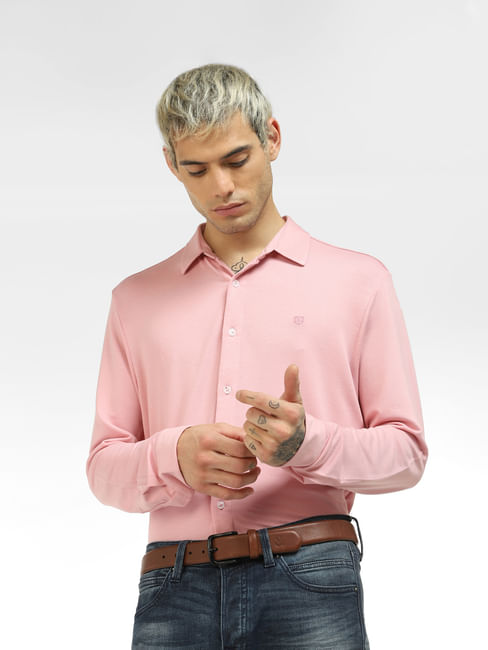 Pink Knit Full Sleeves Shirt