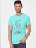 Blue Graphic Print Crew Neck T-shirt_394566+2