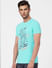 Blue Graphic Print Crew Neck T-shirt_394566+3
