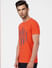 Orange Graphic Crew Neck T-shirt