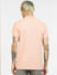 Peach Textured Knit Polo Neck T-shirt_394597+4