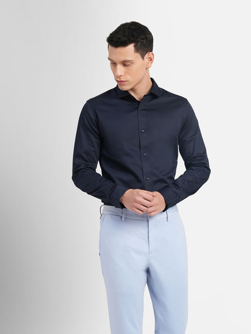 Buy Navy Blue Full Sleeves Shirt for Men