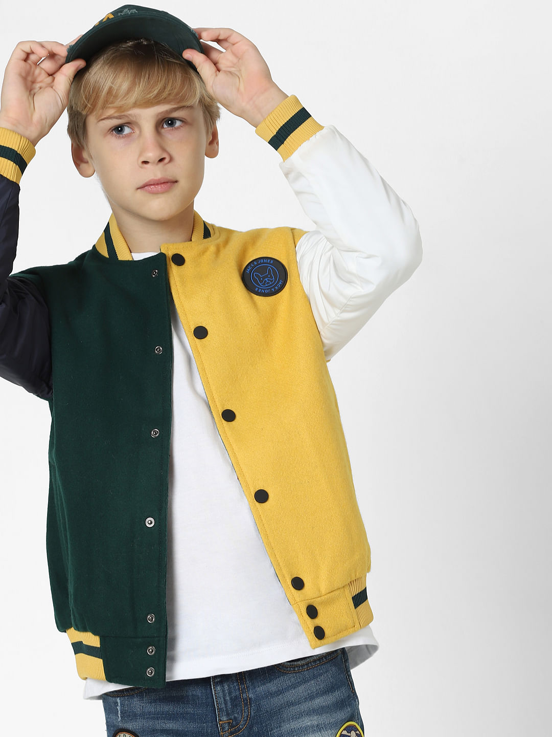 Boys Yellow Colourblocked Jacket 224768601