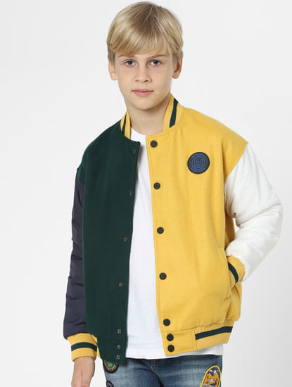 Boys Yellow Colourblocked Jacket