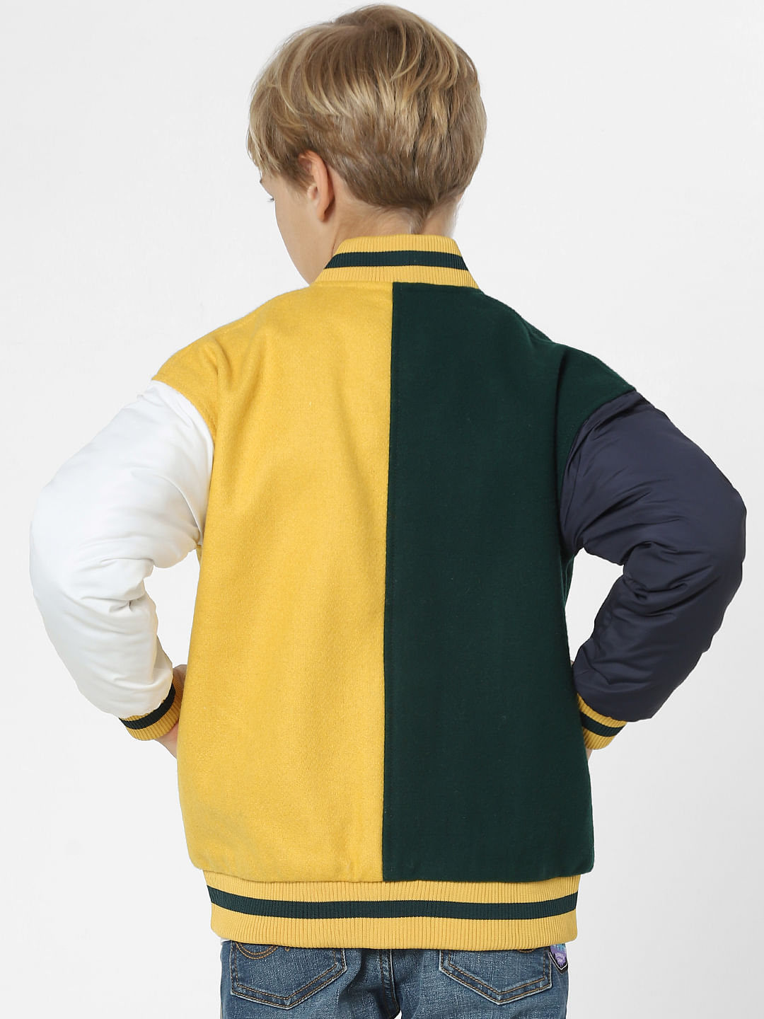 Boys Yellow Colourblocked Jacket 224768601