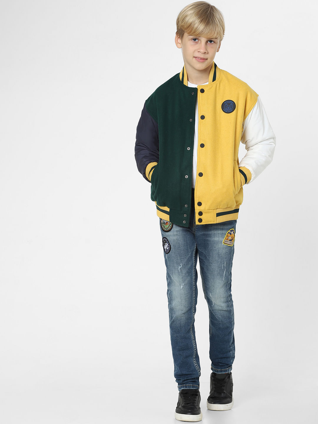 Boys Yellow Colourblocked Jacket 224768601