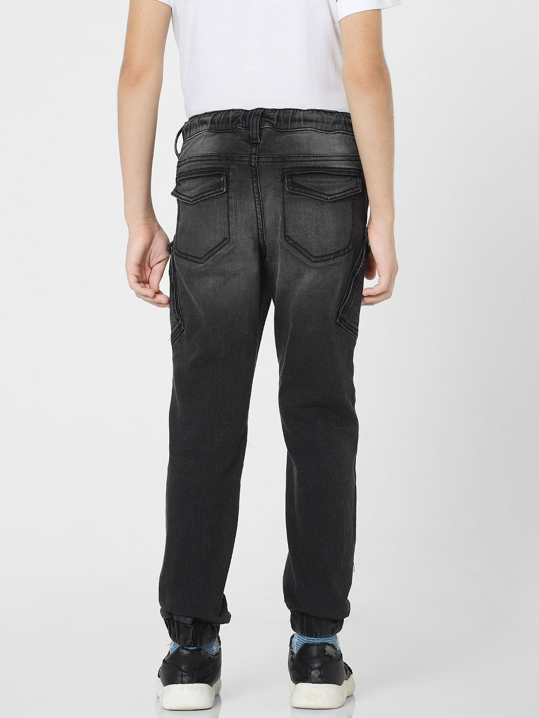 Black ripped best sale jean joggers