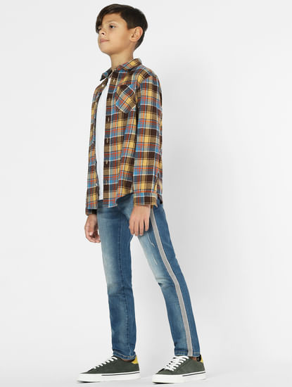 Boys Blue Mid Rise Tape Detail Regular Fit Jeans