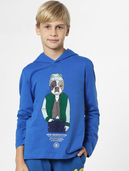 Boys Blue Graphic Print Co-ord Sweatshirt