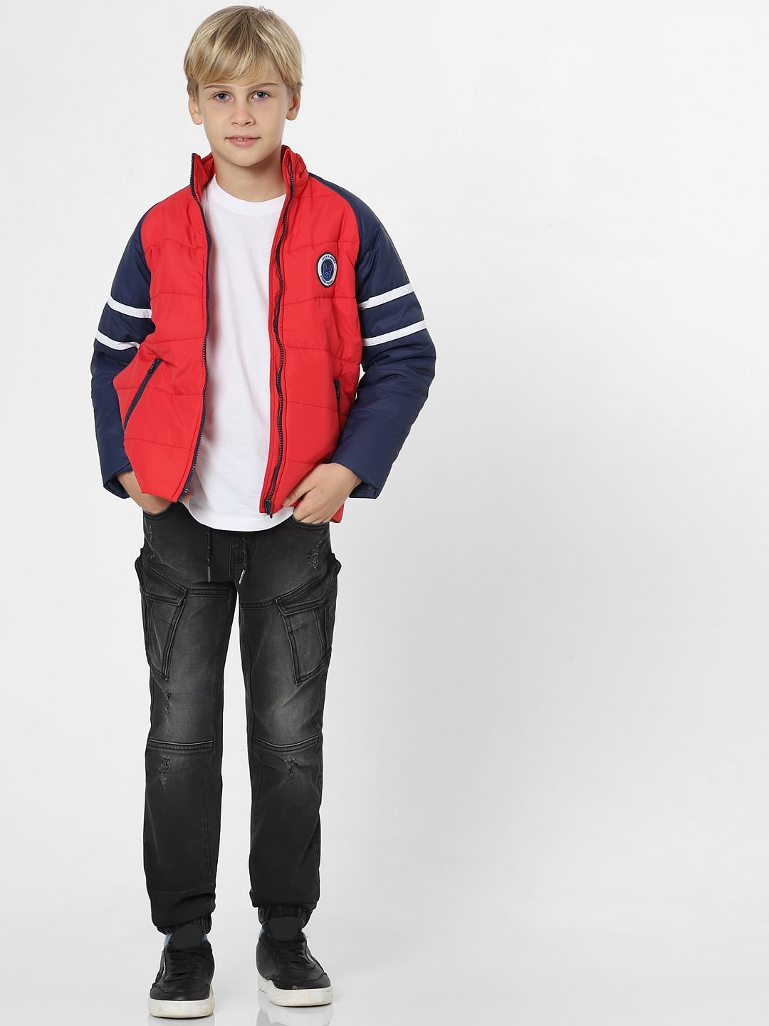 Buy Boys Red Colourblocked Jacket Online in India at JACK JONES Junior 292964401